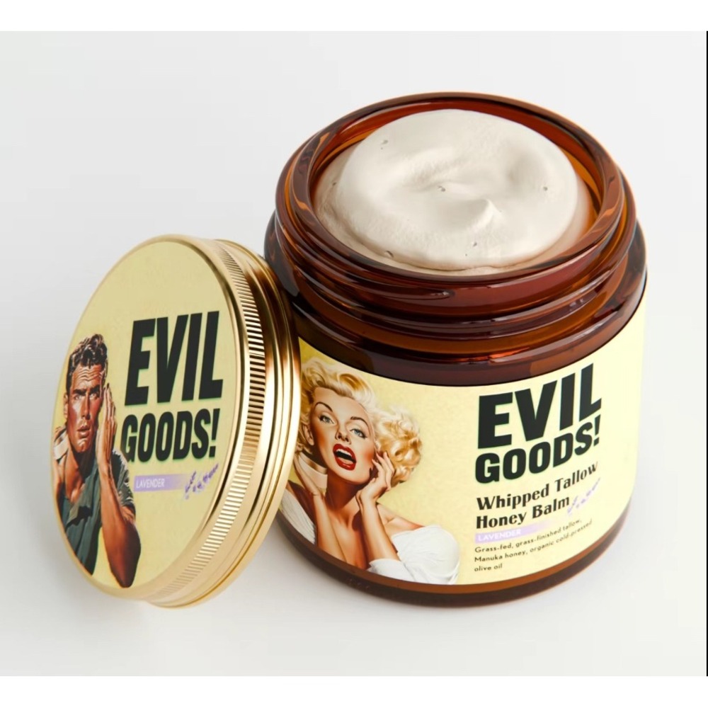 Evil Goods Whipped Tallow Honey Balm Lavender Manuka Honey Moisturizer 2oz Jar